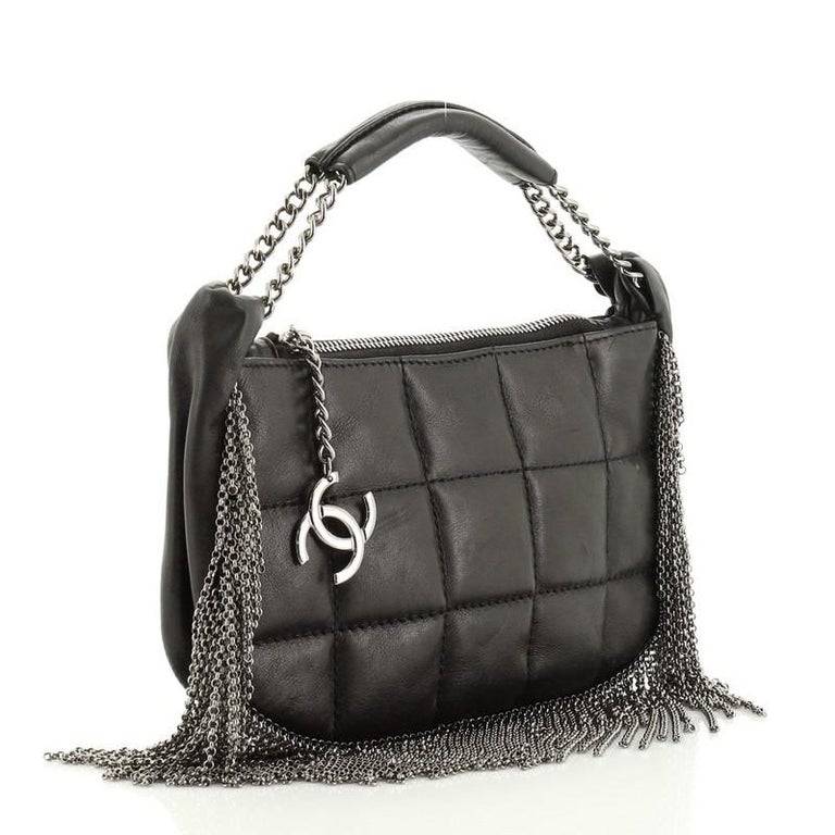 Chanel Chocolate Bar CC Charm Zip Bag Quilted Lambskin Small at 1stDibs