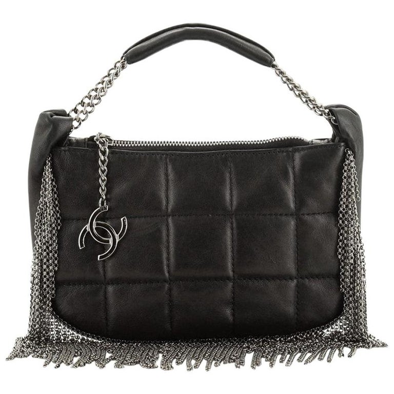 Chanel Black Quilted Lambskin Metal Bar Flap Bag