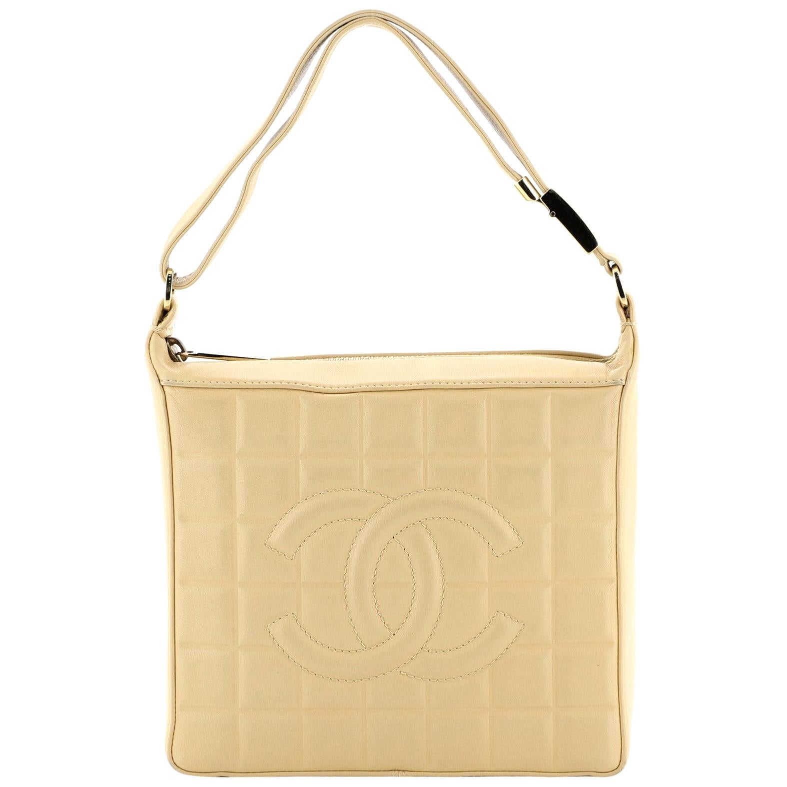 Chanel Chocolate Bar CC Shoulder Bag Quilted Leather Small at 1stDibs