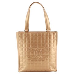 Chanel Chocolate Bar CC Tote Quilted Leather North South