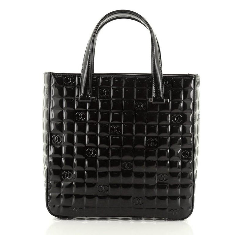 Chanel Chocolate Bar CC Tote Quilted Patent Small