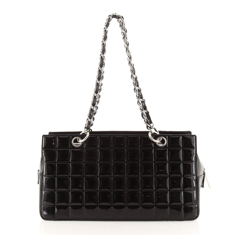 Chanel Chocolate Bar CC Zip Tote Quilted Patent Medium at 1stDibs