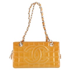 Chanel Chocolate Bar CC Zip Tote Quilted Patent Small
