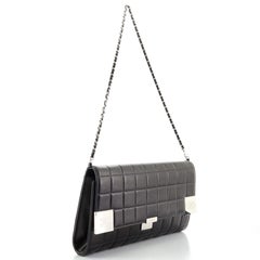 Chanel Schokolade Bar Kette Clutch Gestepptes Lammfell Medium