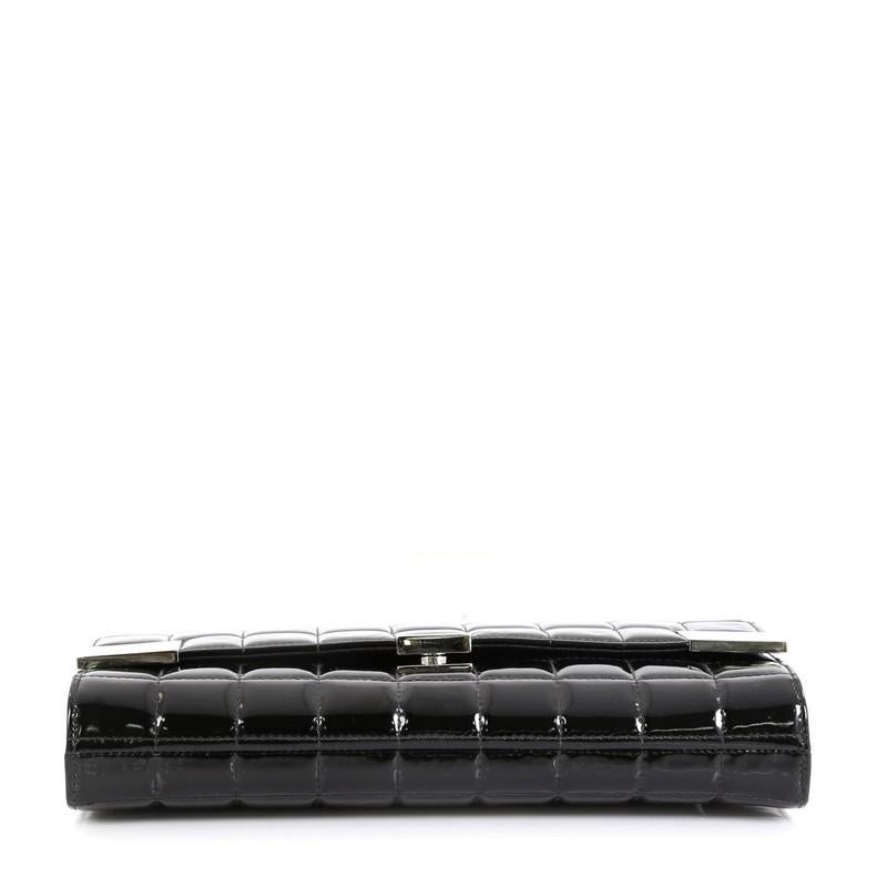 Women's Chanel Chocolate Bar Chain Clutch Quilted Patent