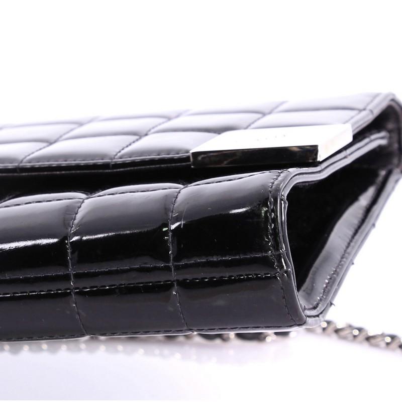 Chanel Chocolate Bar Chain Clutch Quilted Patent 2