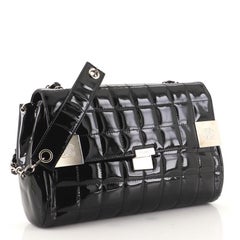 Chanel Chocolate Bar Kette Klappe Tasche gesteppt Patent Medium