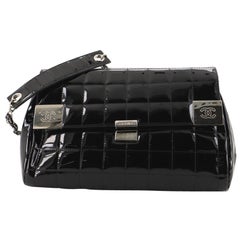 Chanel Chocolate Bar Kette Klappe Tasche gesteppt Patent Medium