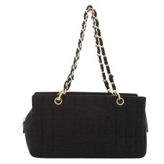 Chanel Chocolate Bar Chain Tote Quilted Jersey Large
