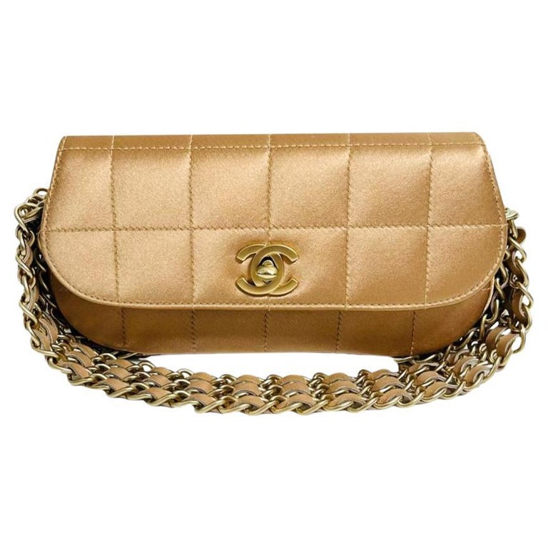 CC Logo Chocolate Brown Quilted Leather Box Bag Gold Chain
