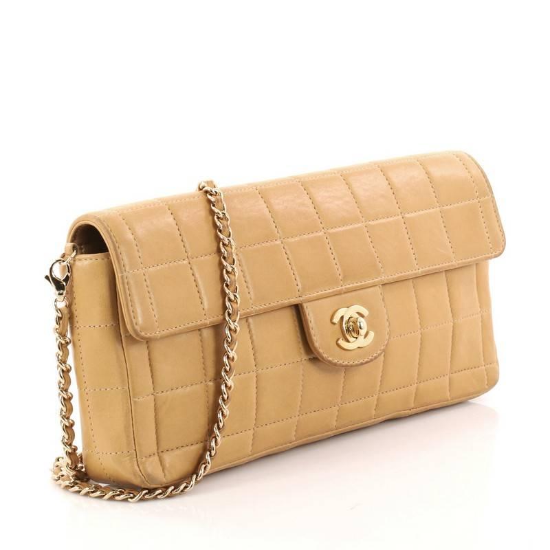 Brown Chanel Chocolate Bar Flap Bag Quilted Lambskin East West
