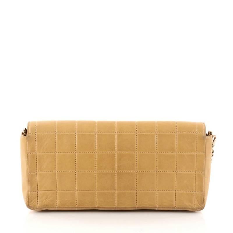 Chanel Chocolate Bar Flap Bag Quilted Lambskin East West In Fair Condition In NY, NY
