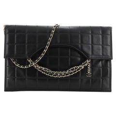 Chanel Chocolate Bar Fold Over Chain Bag Quilted Lambskin Medium