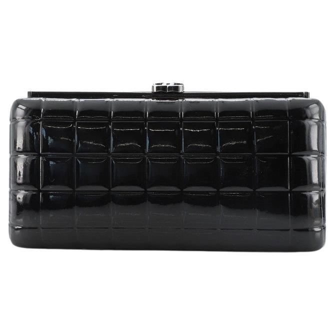 Chanel Chocolate Bar Frame Clutch Quilted Patent