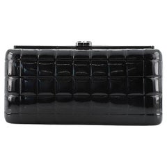 Chanel Chocolate Bar Frame Clutch Quilted Patent