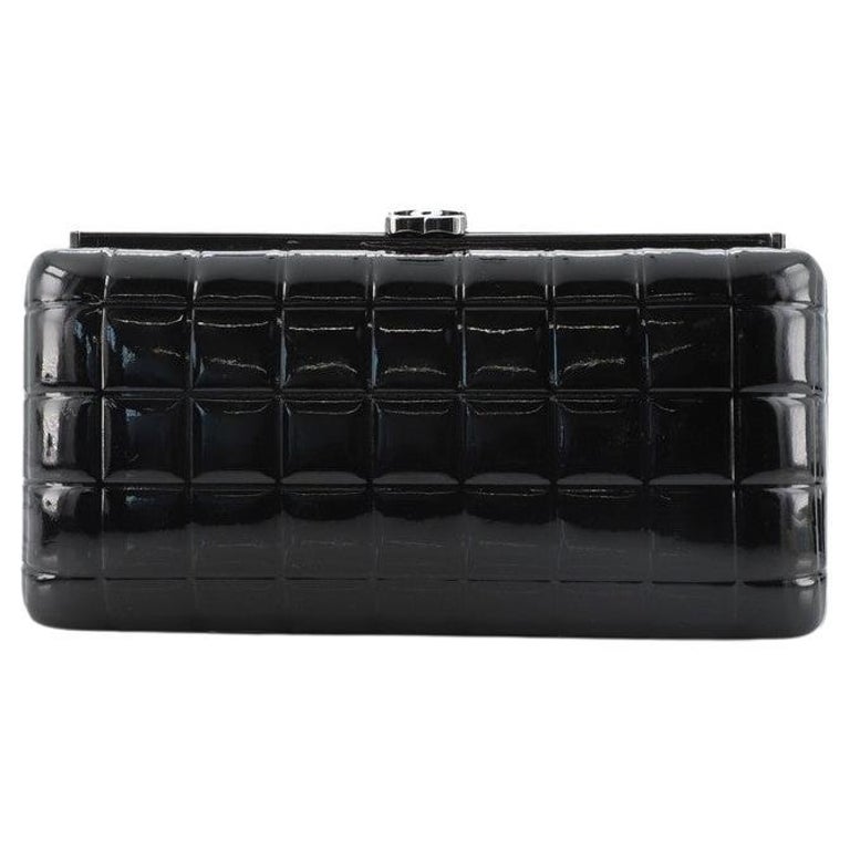 Chanel Chocolate Bar Frame Clutch Quilted Patent For Sale