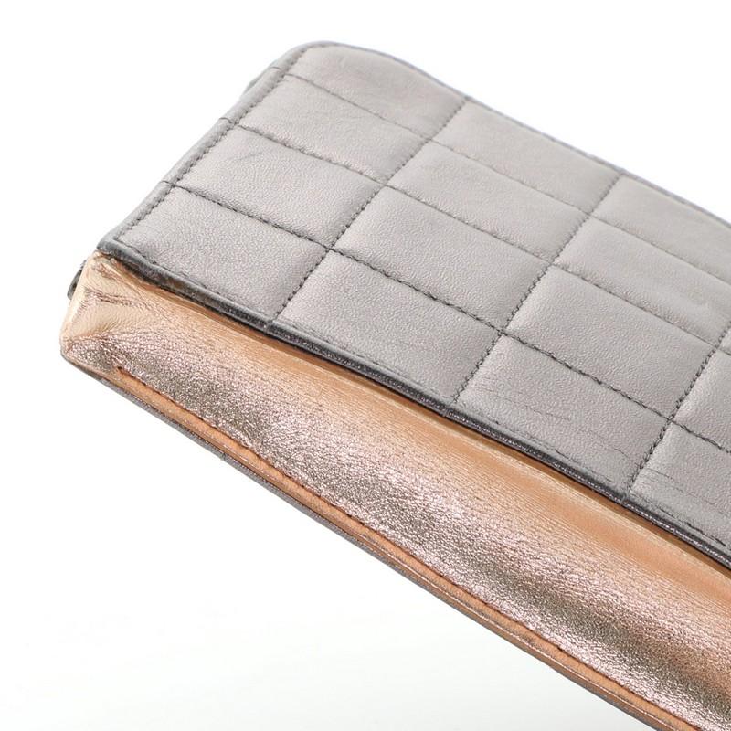 Gray Chanel Chocolate Bar Handcuff Clutch Quilted Leather Small