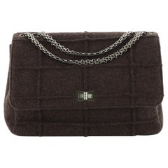 Chanel Chocolate Bar Mademoiselle Flap Bag Quilted Wool Jumbo 
