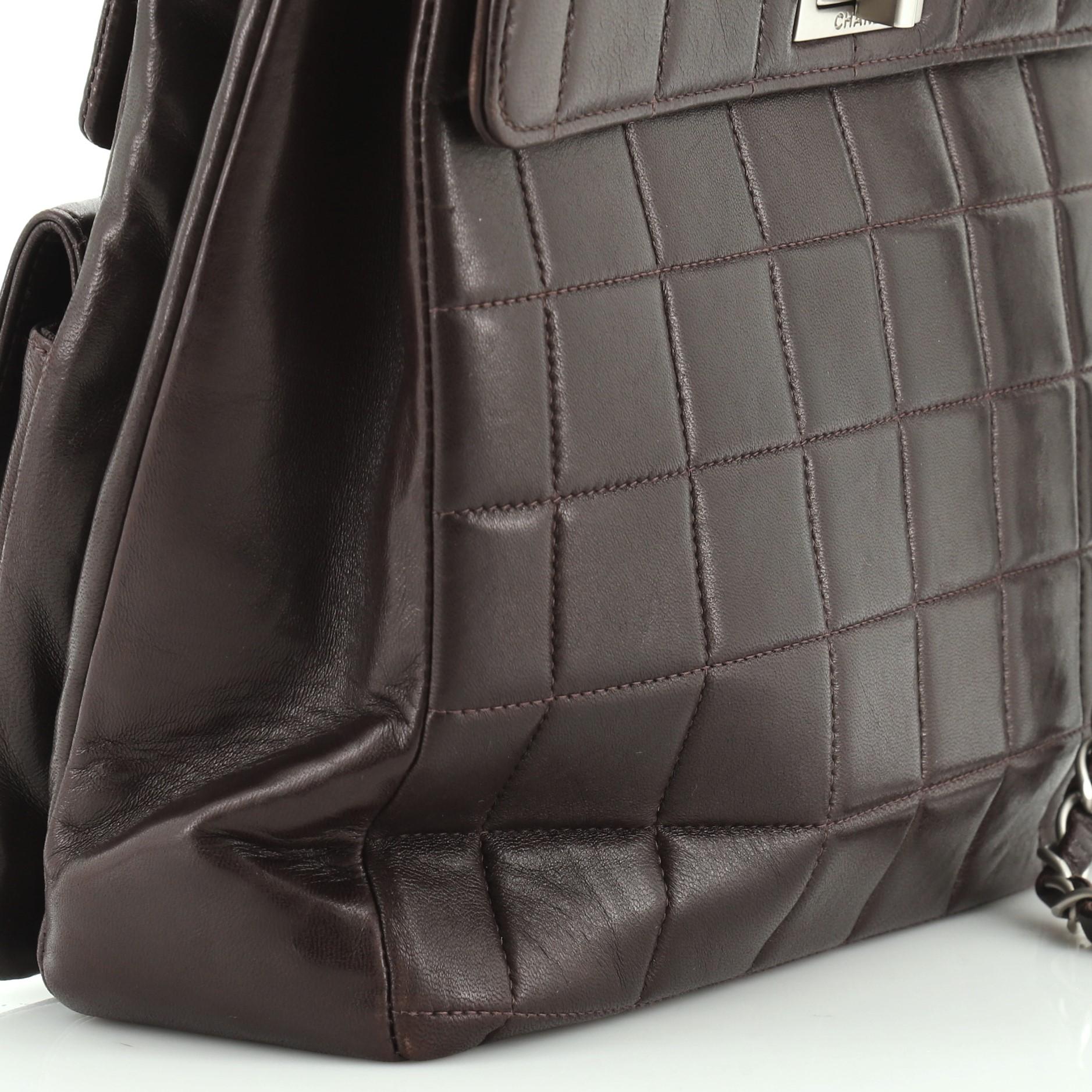 Chanel Chocolate Bar Multipocket Flap Bag Quilted Leather Small In Good Condition In NY, NY