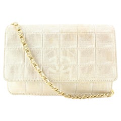 Chanel Chocolate Bar Quilted Iridescent Canvas Wallet on Chain GHW4C512S