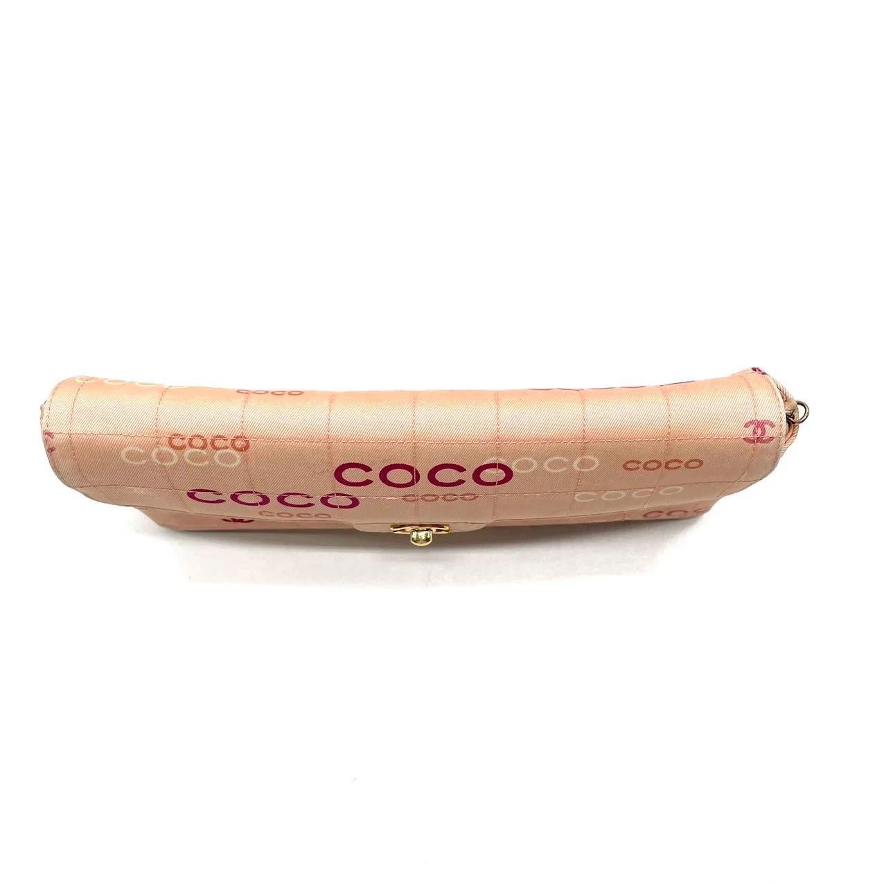 Chanel Chocolate Bar Quilted Logo East West Flap Bag Pink For Sale 4