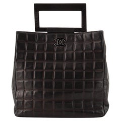 Chanel Chocolate Bar Resin Handle Tote Quilted Lambskin Small