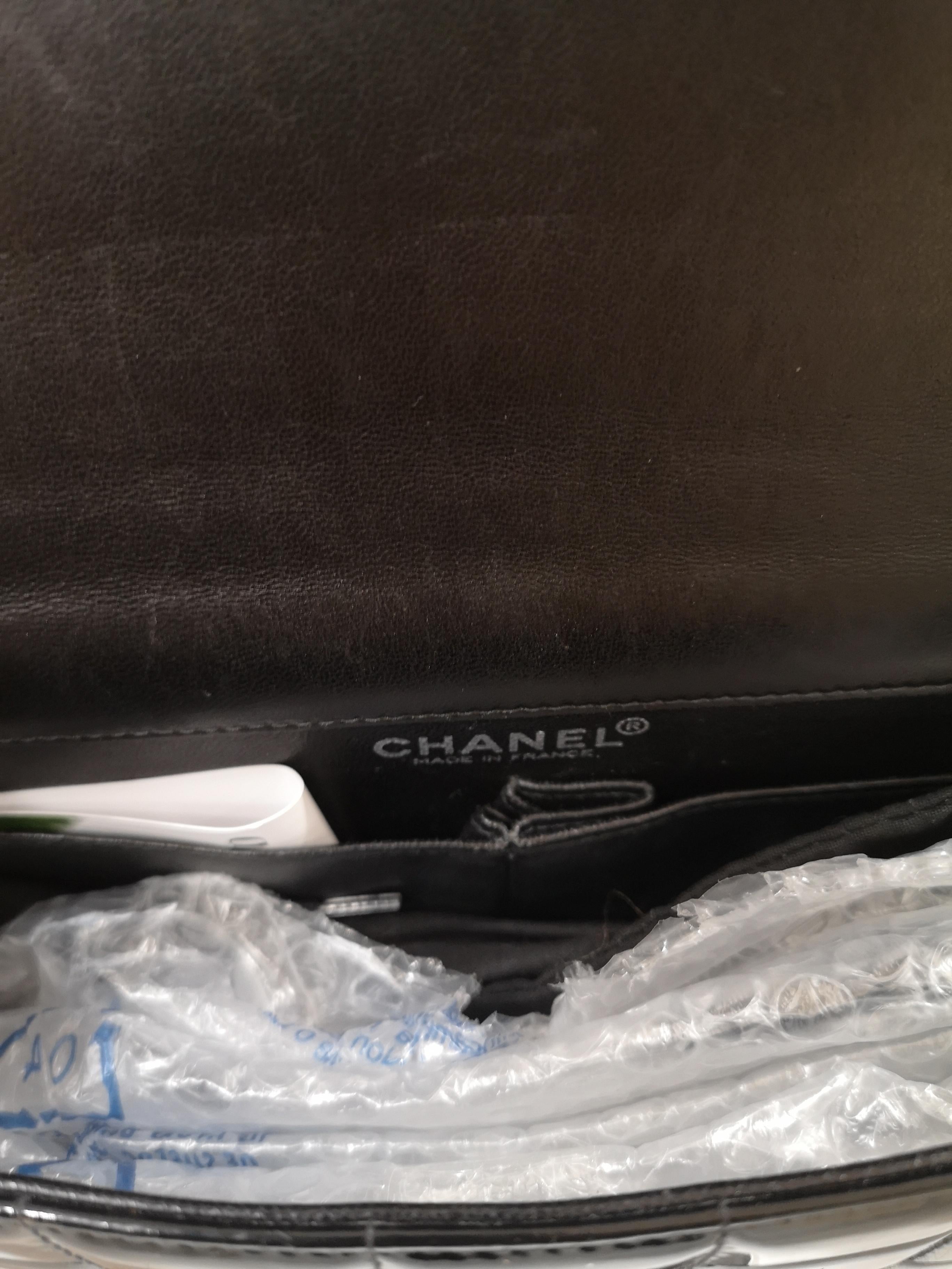 Chanel chocolate black patent leather bag 8