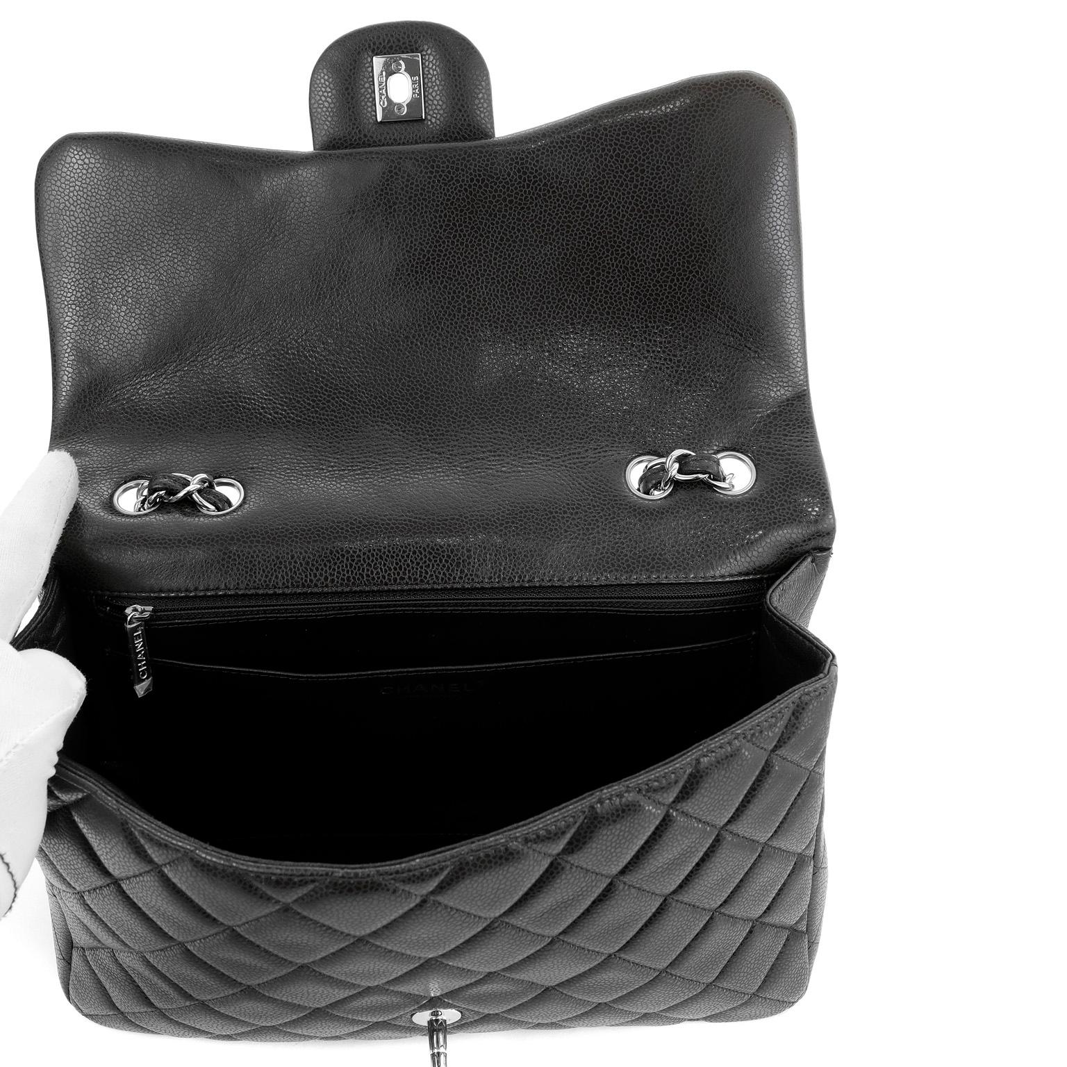 Chanel Chocolate Brown Caviar Jumbo Classic Flap Bag For Sale 1