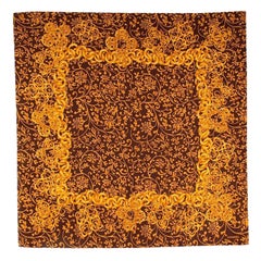 Chanel Chocolate Brown Floral Gold-Tone Chain Print Silk Square Scarf