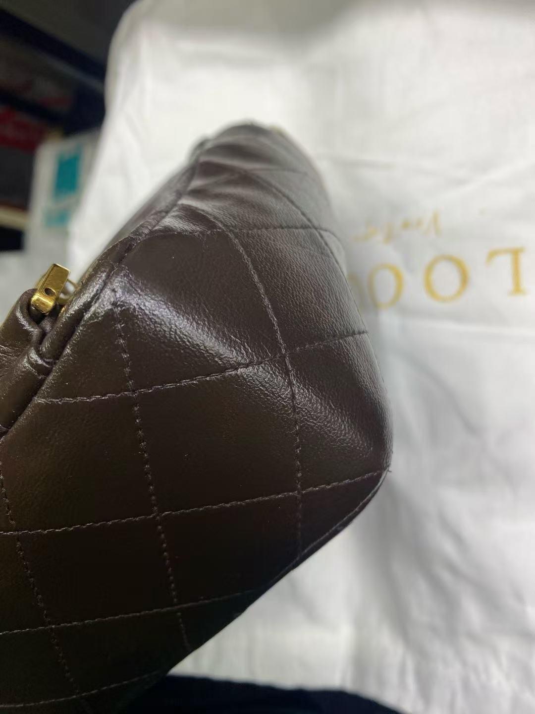 Chanel Chocolate Brown Lambskin Leather Shoulder Flap Blackpack Vintage Gold HW For Sale 11