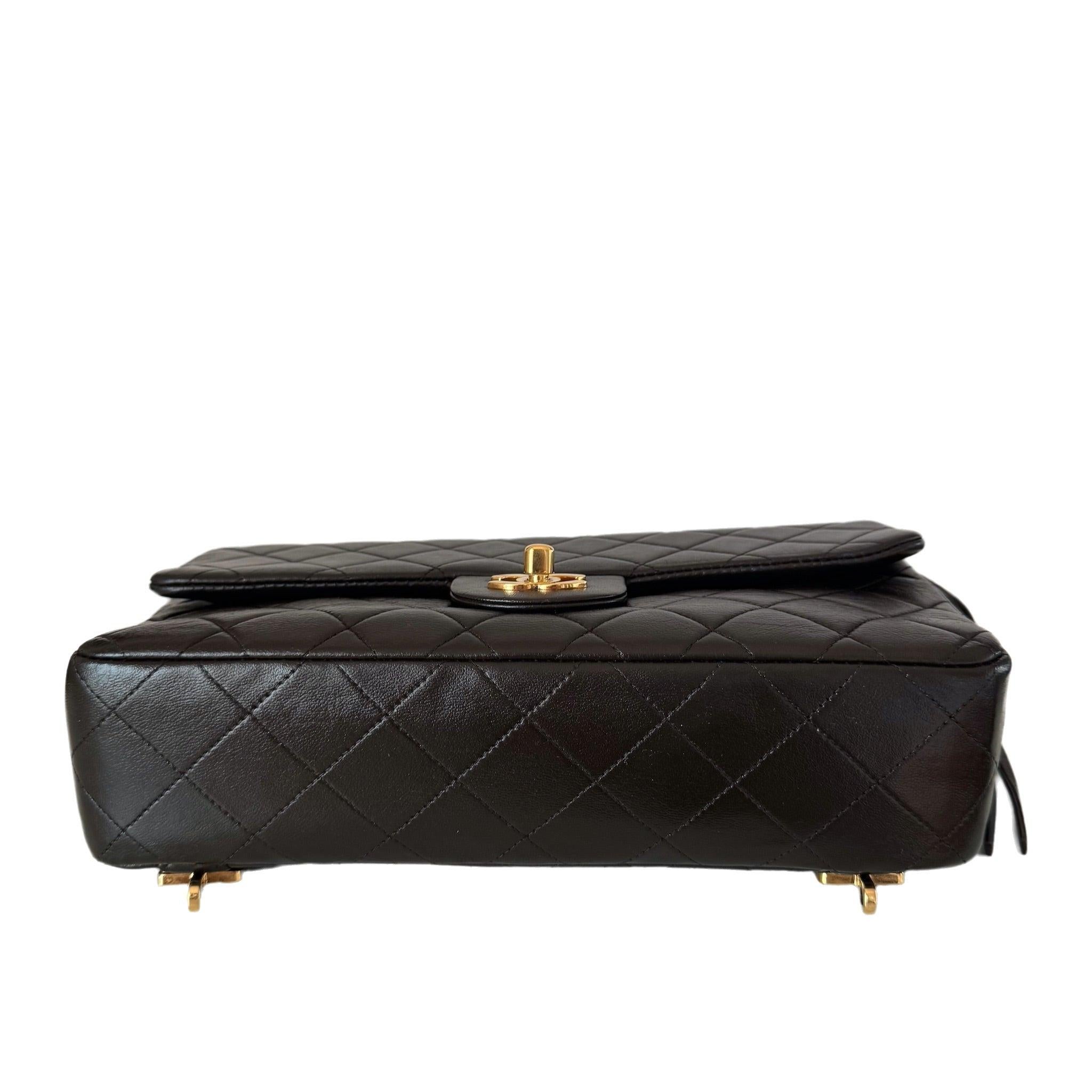 Chanel Chocolate Brown Lambskin Leather Shoulder Flap Blackpack Vintage Gold HW For Sale 1