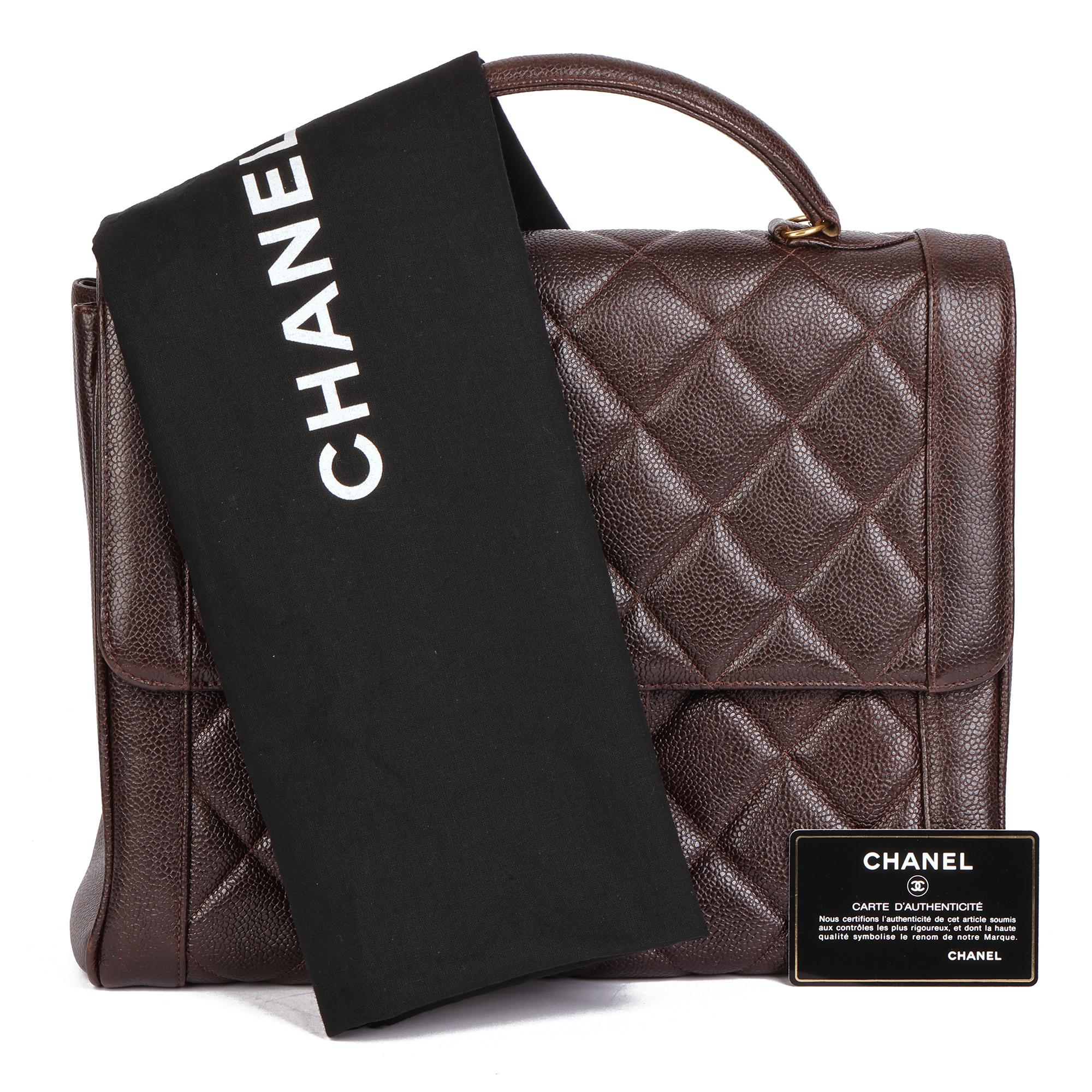 CHANEL Chocolate Brown Gestepptes Kaviar-Leder Vintage Classic Kelly im Angebot 7