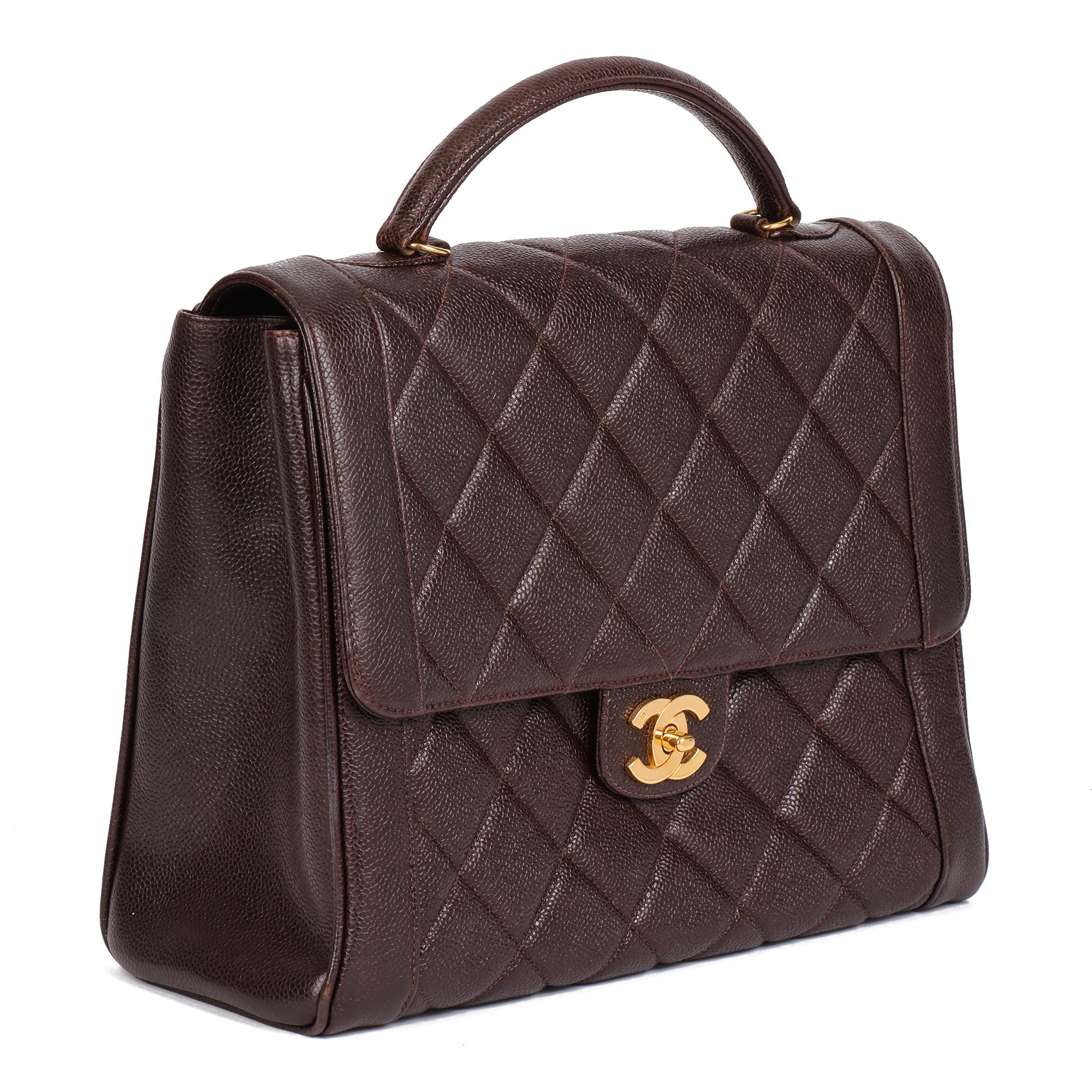 CHANEL
Chocolate Brown Quilted Caviar Leather Vintage Classic Kelly

Serial Number: 3679107
Age (Circa): 1995
Accompanied By: Chanel Dust Bag, Authenticity Card
Authenticity Details: Authenticity Card, Serial Sticker (Made in France)
Gender:
