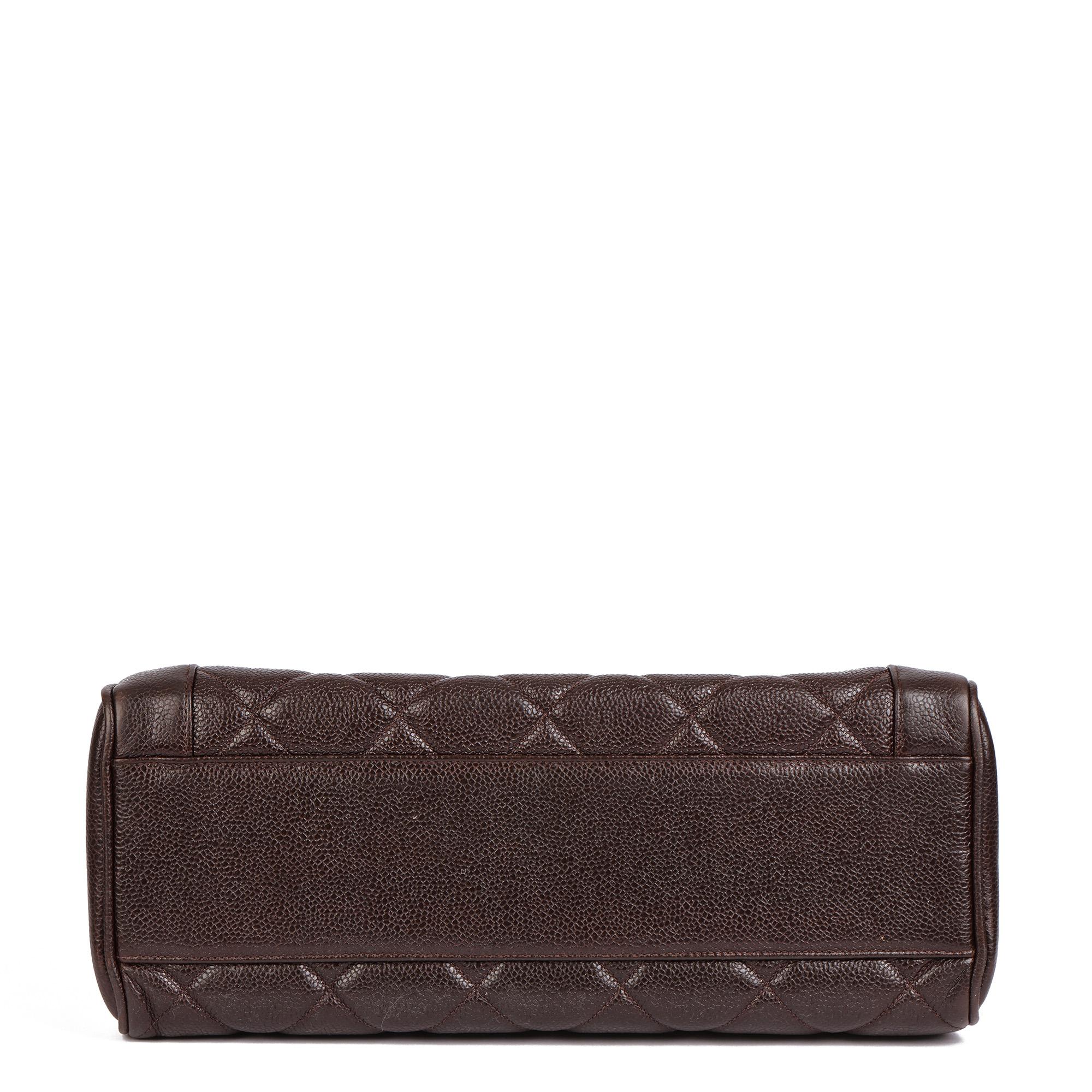 CHANEL Chocolate Brown Gestepptes Kaviar-Leder Vintage Classic Kelly im Angebot 1