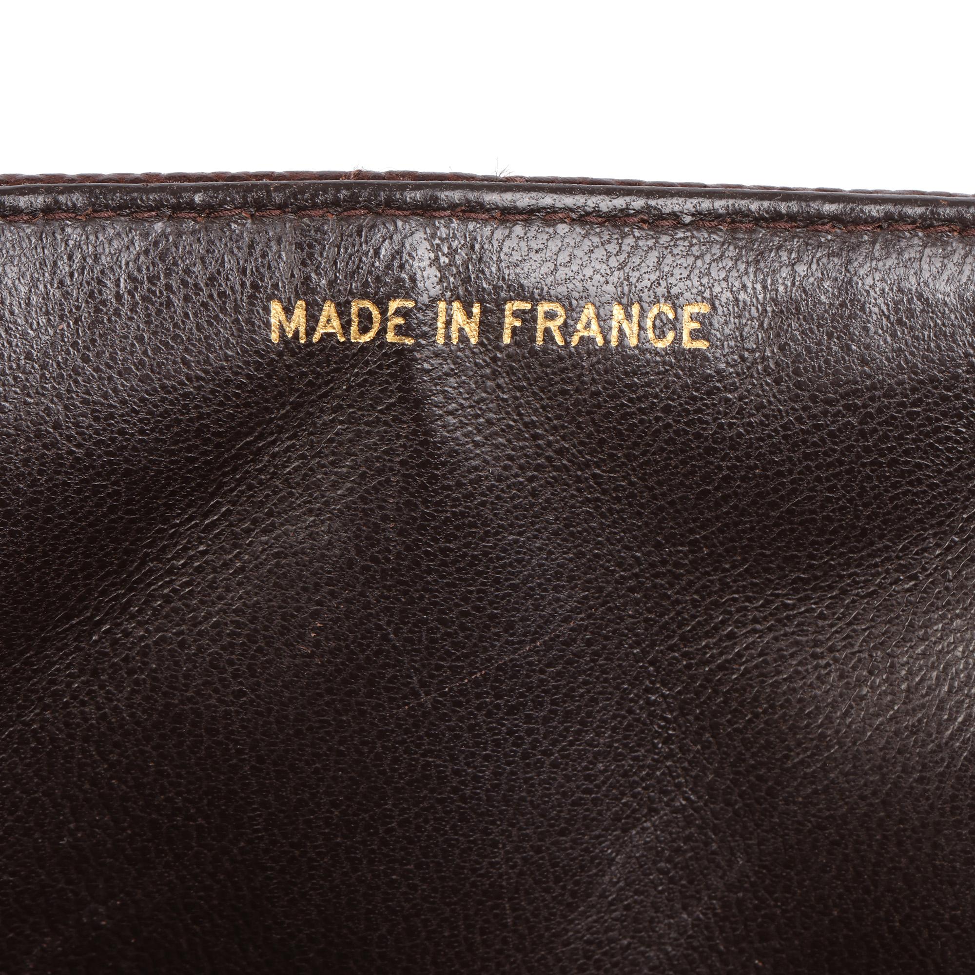 CHANEL Chocolate Brown Gestepptes Kaviar-Leder Vintage Classic Kelly im Angebot 4