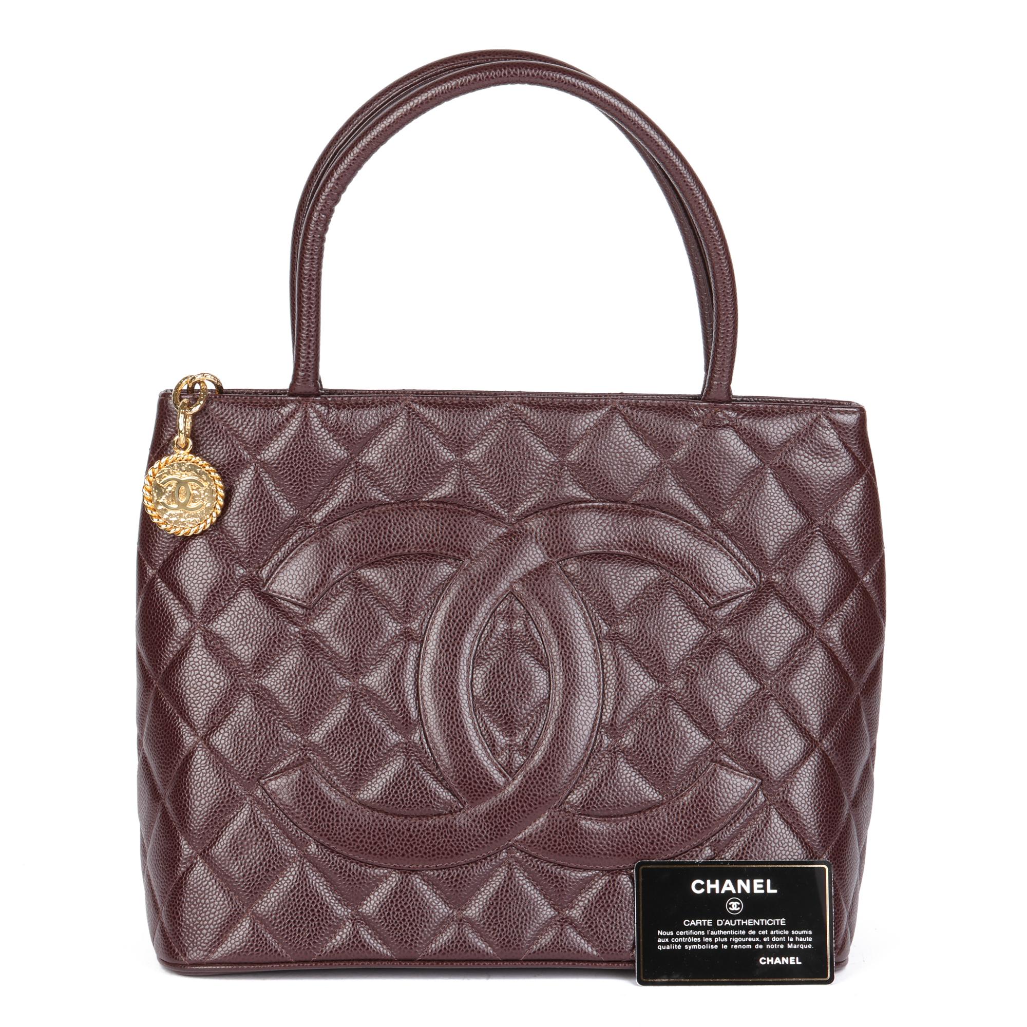 CHANEL Chocolate Brown Quilted Caviar Leather Vintage Medallion Tote 7
