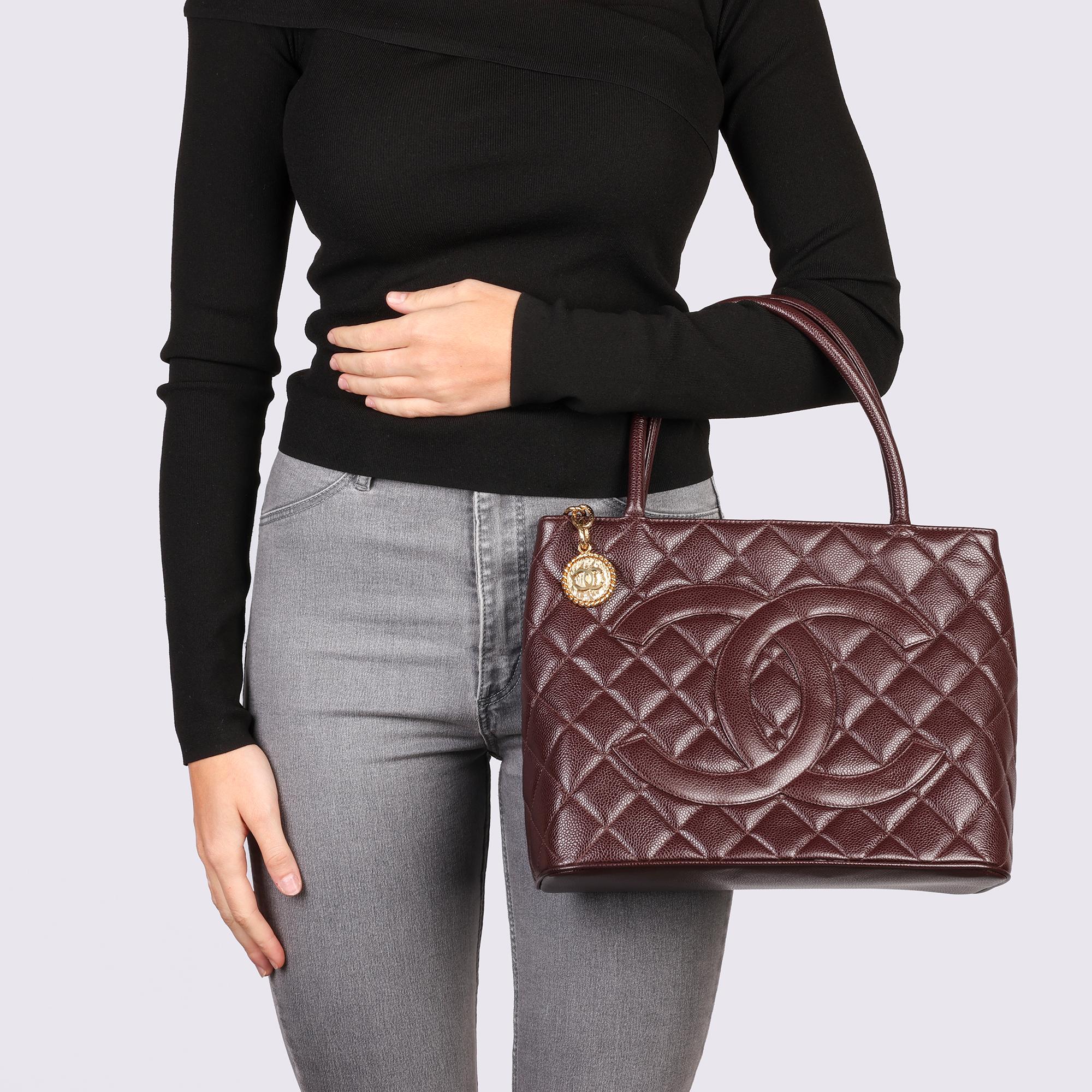 CHANEL Chocolate Brown Quilted Caviar Leather Vintage Medallion Tote 8