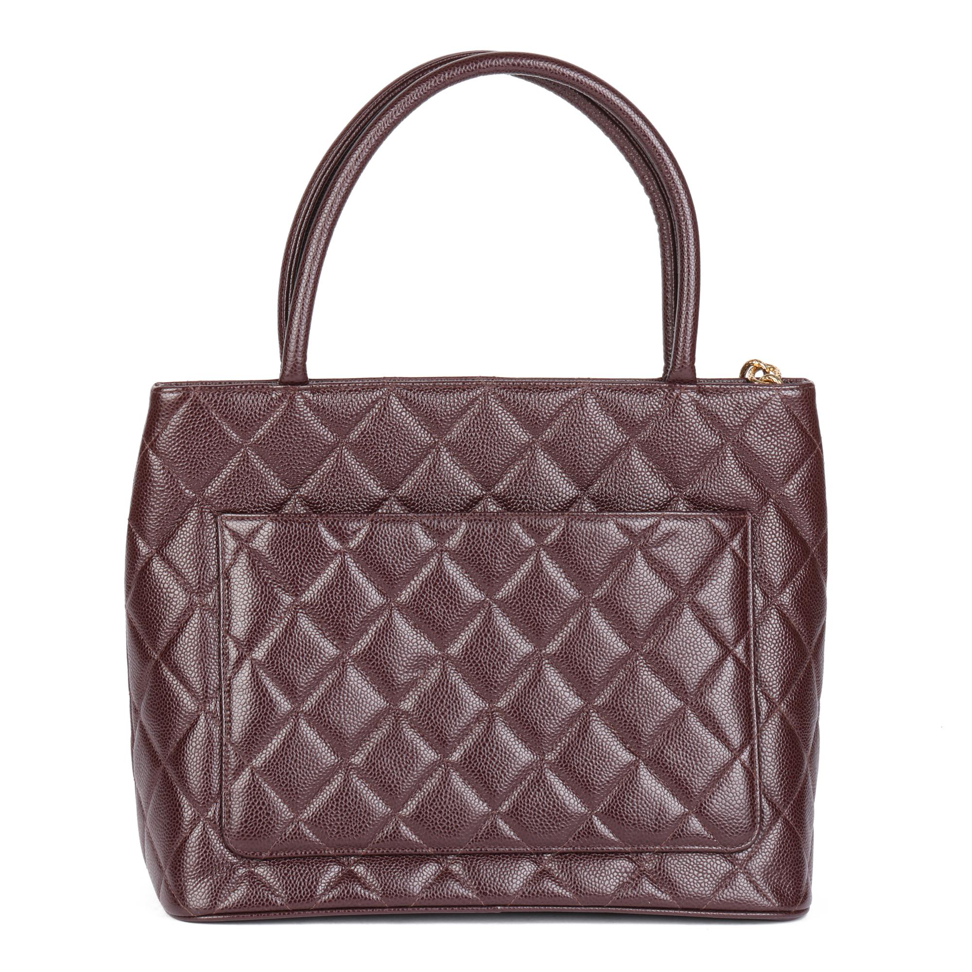 Women's CHANEL Chocolate Brown Quilted Caviar Leather Vintage Medallion Tote