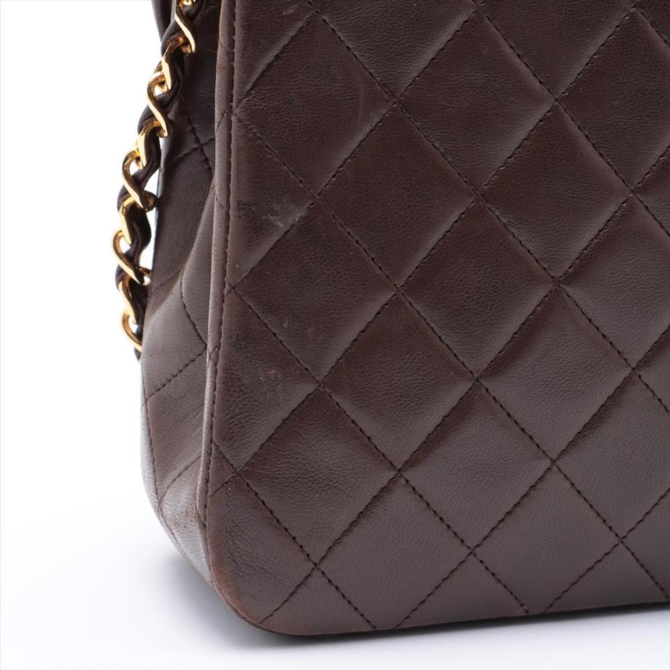 Chanel Chocolate Brown Quilted Lambskin Large Gold Chain Flap Bag  862402 1