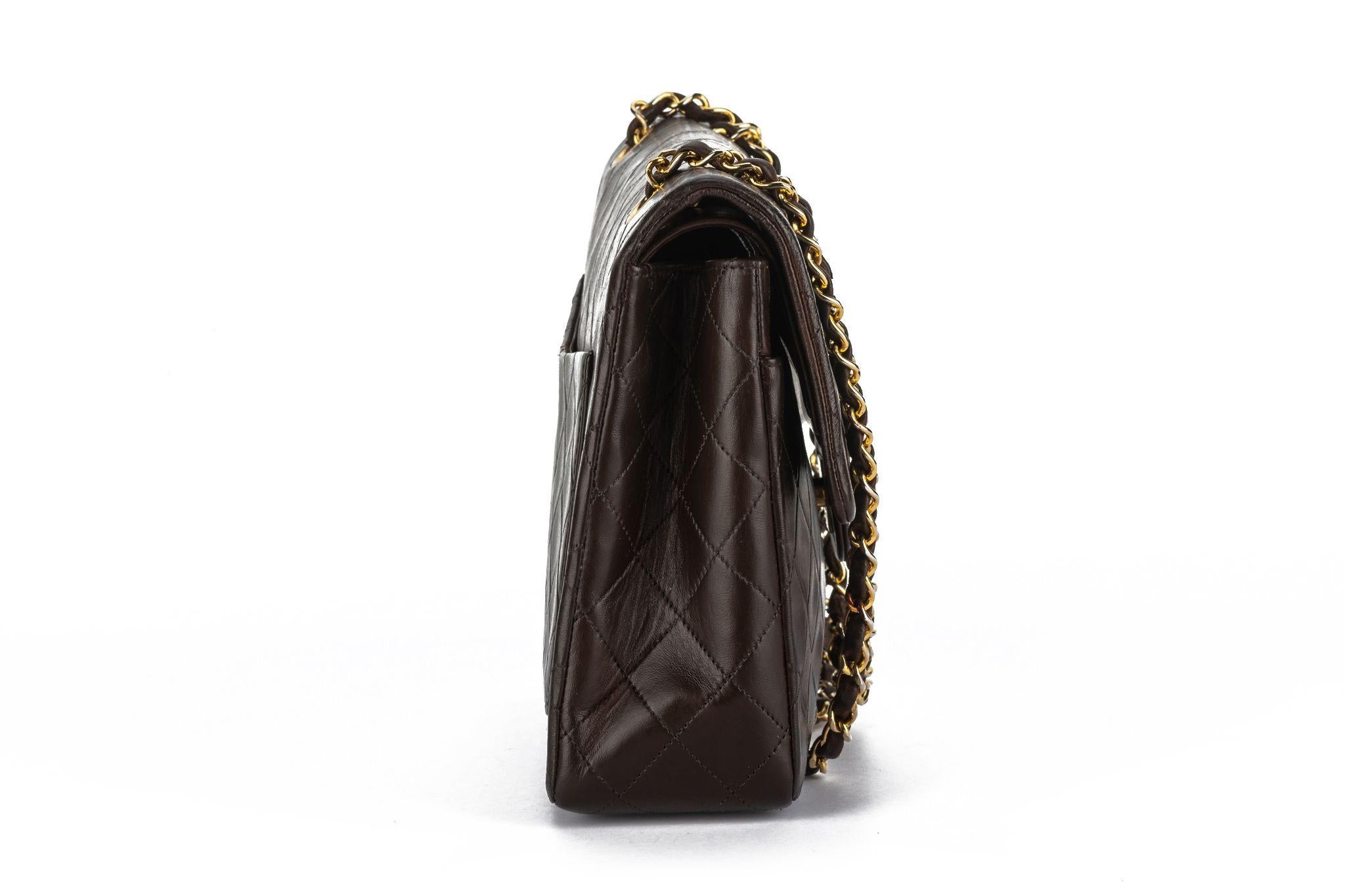 Black Chanel Chocolate Medium Double Flap Bag For Sale
