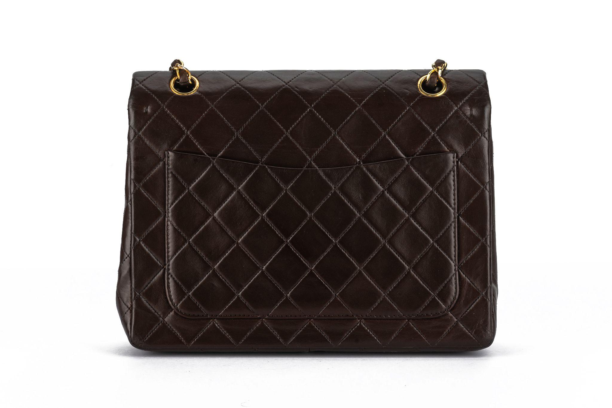 Chanel Chocolate Medium Double Flap Bag In Excellent Condition For Sale In West Hollywood, CA