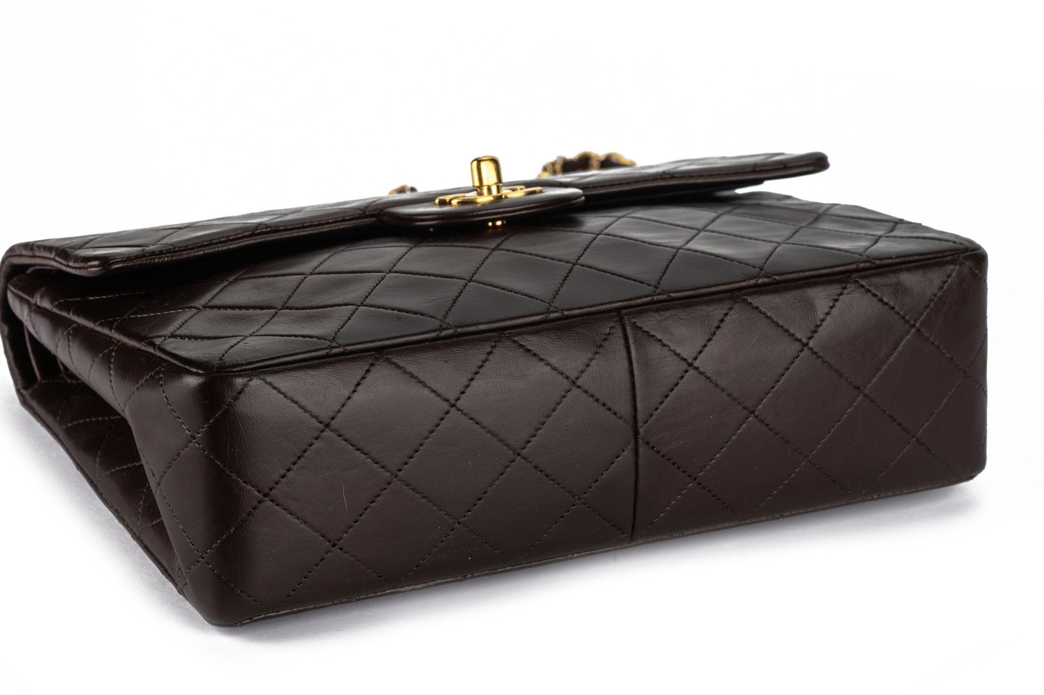 Women's Chanel Chocolate Medium Double Flap Bag For Sale
