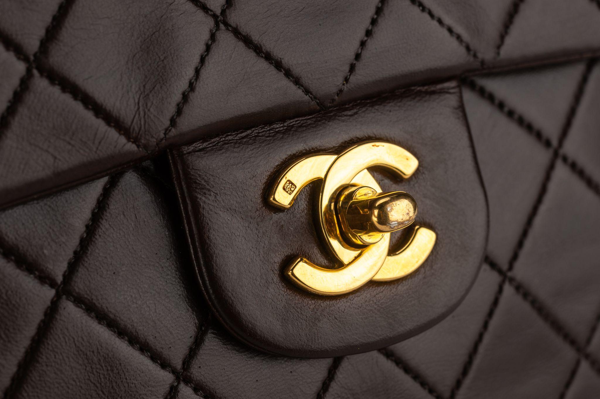 Chanel Chocolate Medium Double Flap Bag For Sale 3
