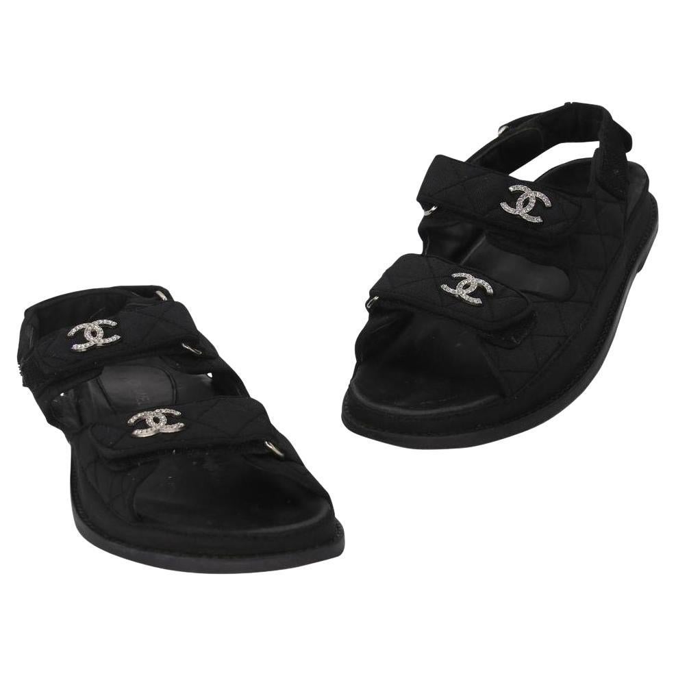 Chanel Interlocking CC Logo Leather Sandals - Black Sandals, Shoes -  CHA959982