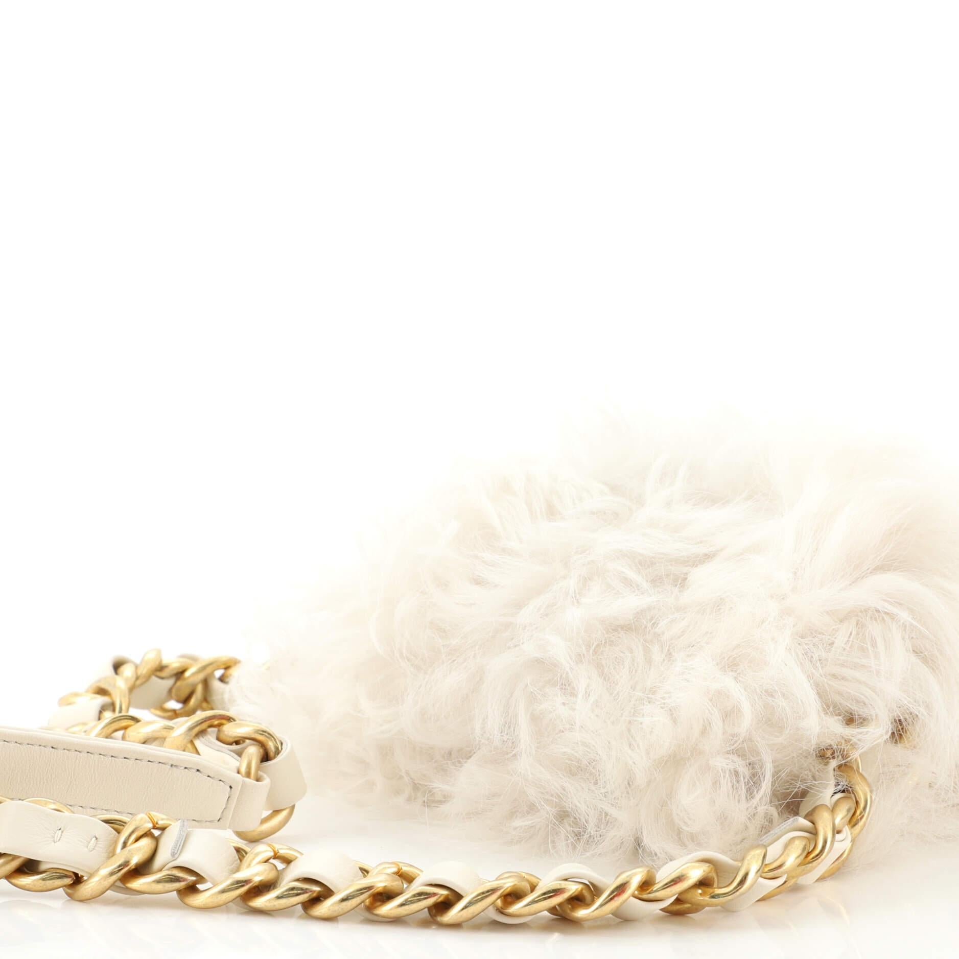 Chanel Chunky Chain Frame Flap Bag Shearling Mini 3