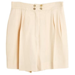 Chanel circa 1990 Short Ecru FR36 38 Ecru Wool Wide Leg Shorts UK8 10 US6 8