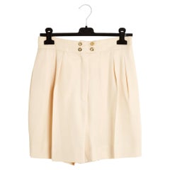 Chanel circa 1990 Short Ecru FR36 38 Ecru Wool Wide Leg Shorts UK8 10 US6 8