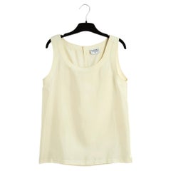 Chanel circa 1990 Top Soie Ecru FR38 Ecru Seidentop Tank Bluse UK10 US8