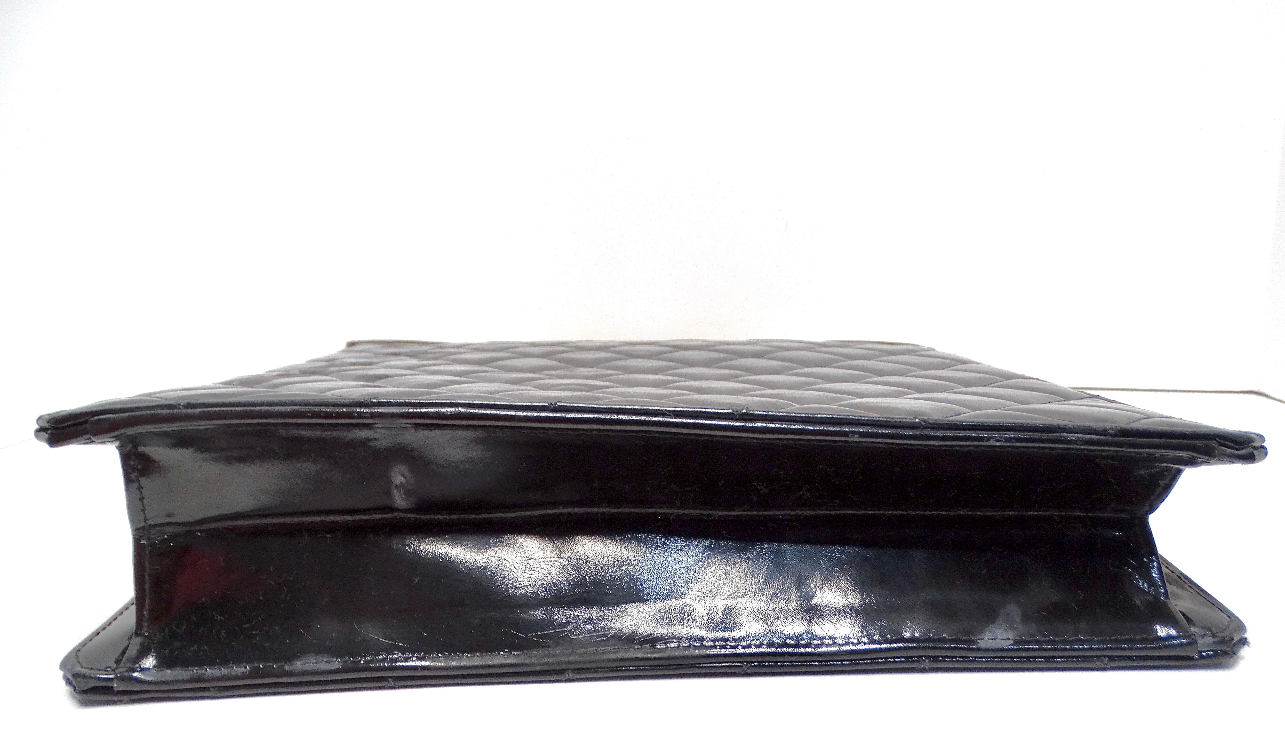 Chanel Circa 1990s Black Quilted Patent Leather Vintage Tote 6