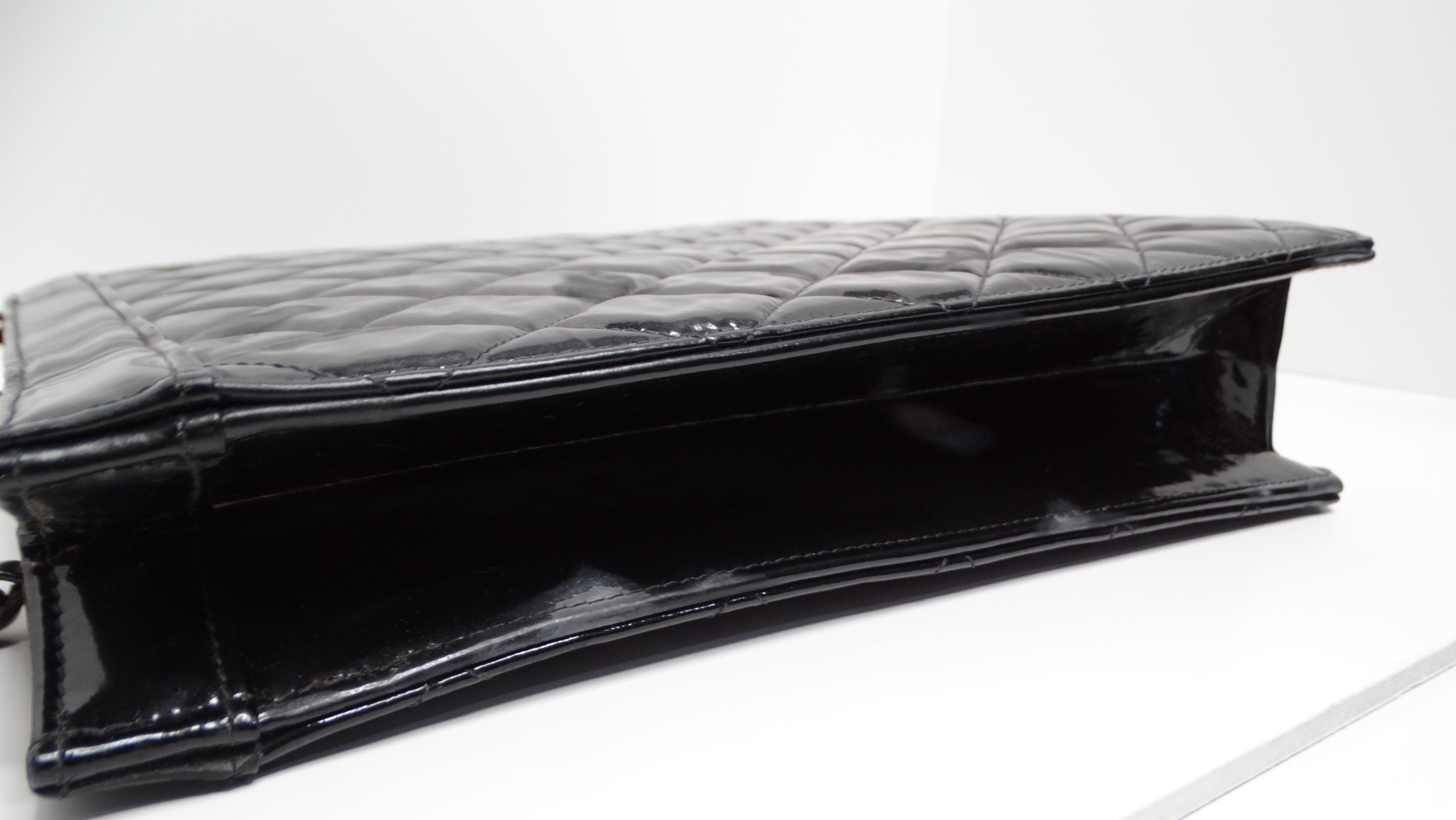 Women's Chanel Circa 1990s Black Quilted Patent Leather Vintage Tote